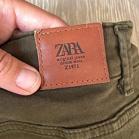 ZARA • High-Rise Stretchy Denim Skinny Jeans • Size W6 x L27 • Army Green - Picture 8 of 13
